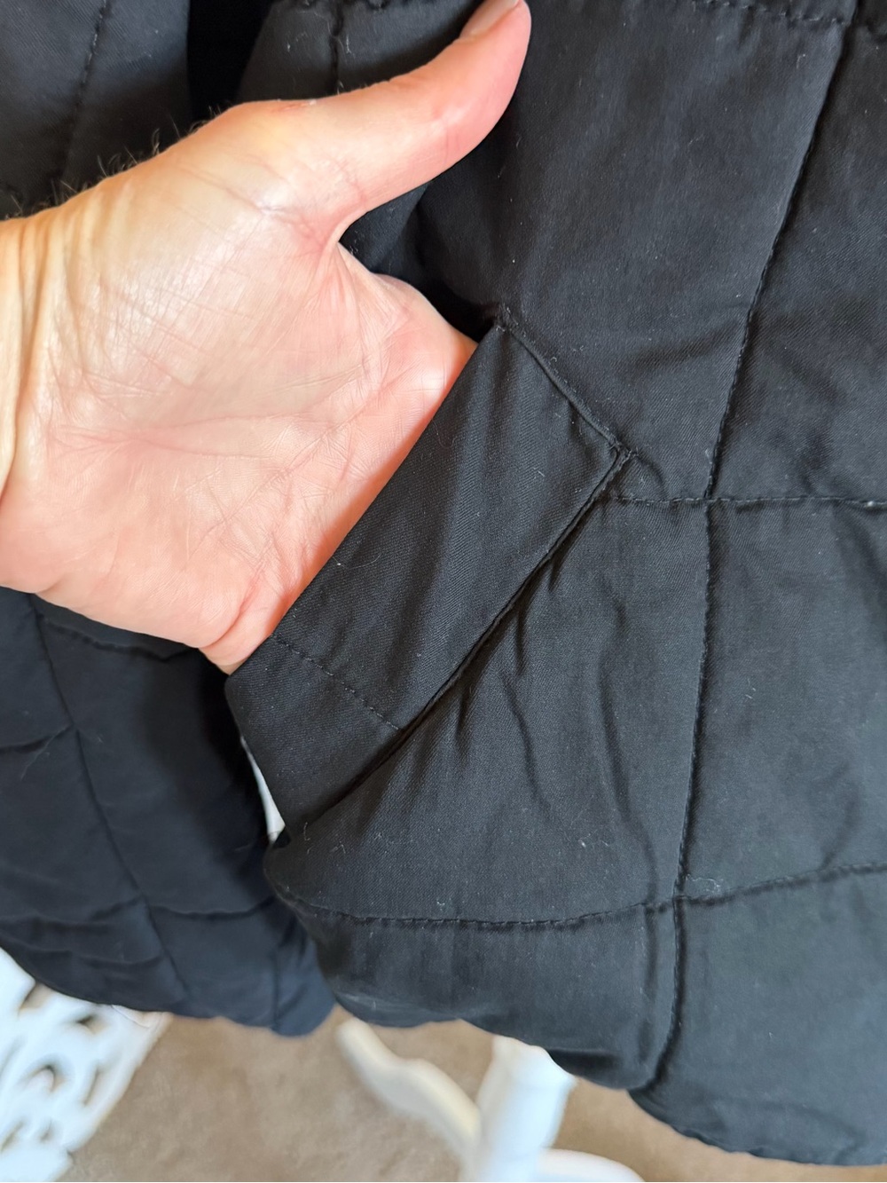 Classic Black Quilted Puffer Jacket Womens Zip Front Stand Collar L XL - Picture 3 of 10